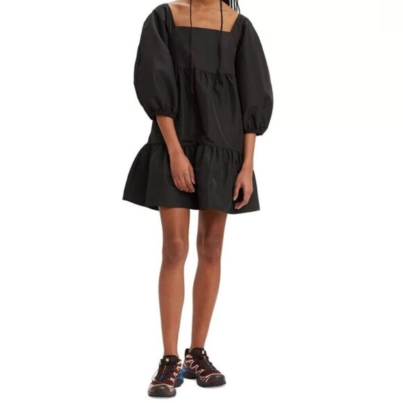 Levi's Dolci Tiered Puff-Sleeve Babydoll Dress Sz M - Picture 1 of 12